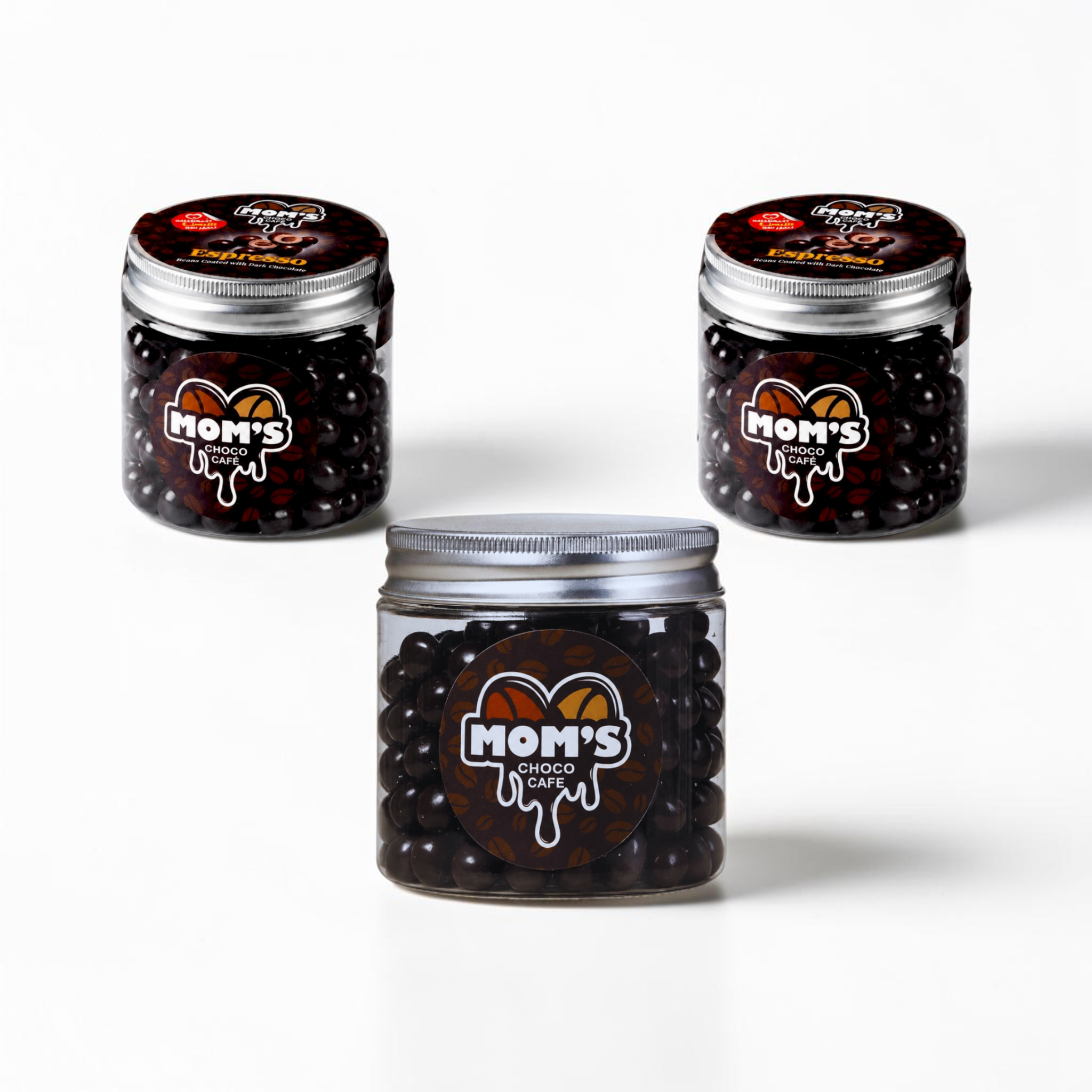 Mom's Espresso Beans Coated with Dark Chocolate - 3 Jars