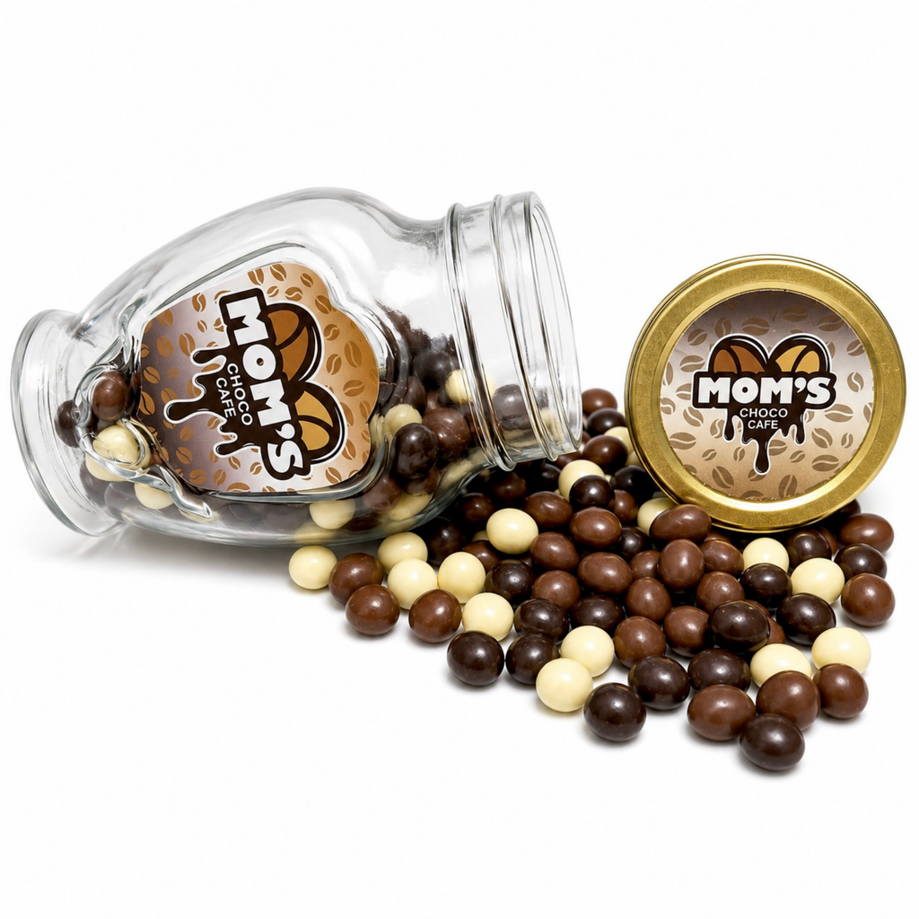Mom's Espresso Beans Coated with Mix Chocolate - 4 Glass Jars