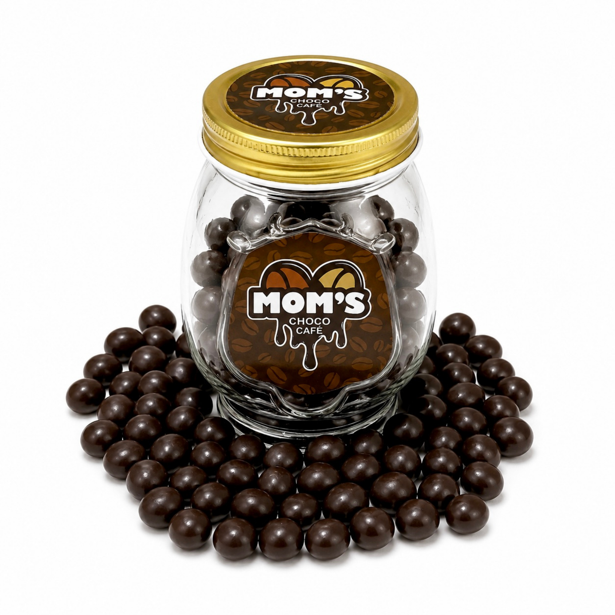 Mom's Espresso Beans Coated with Dark Chocolate - 4 glass Jars