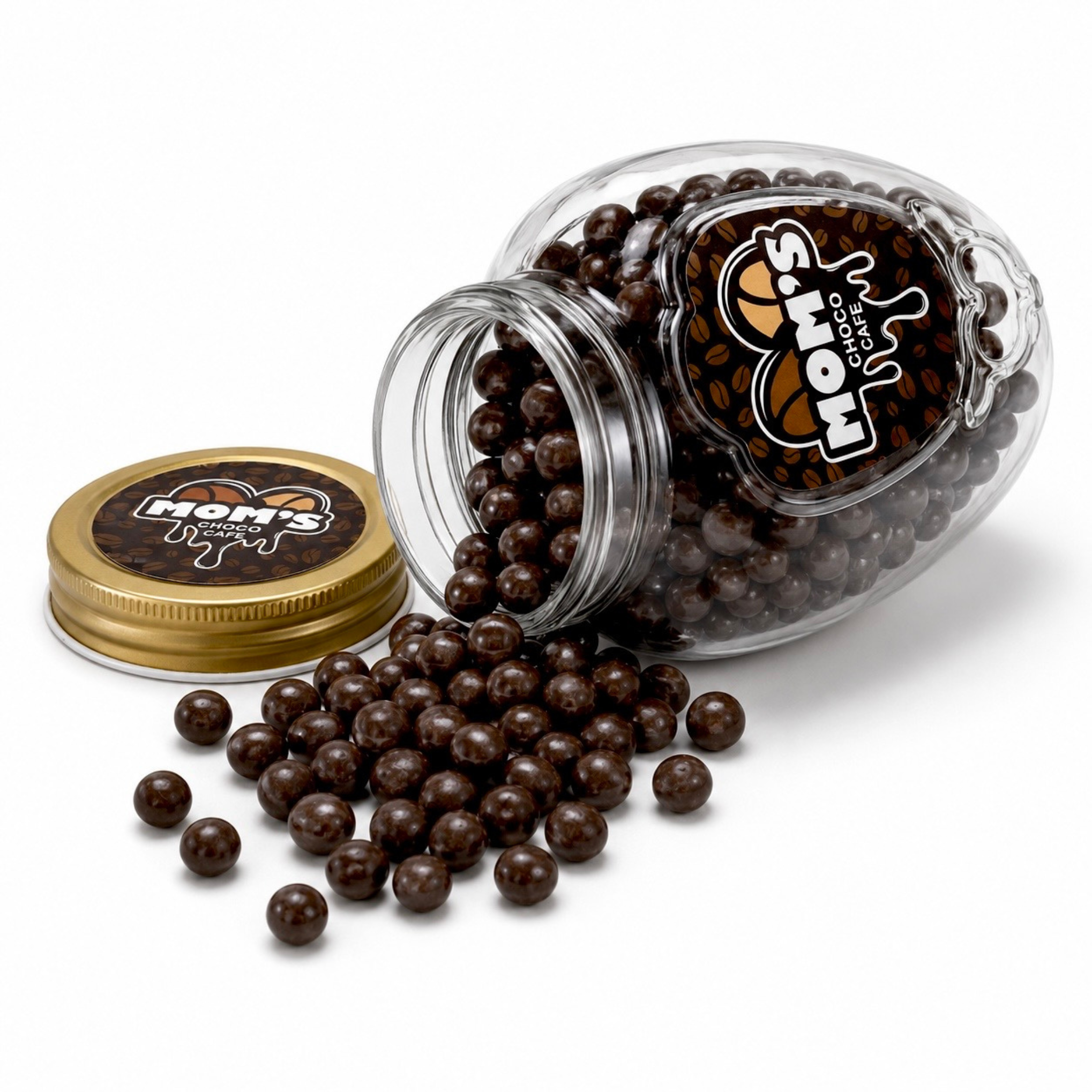Mom's Espresso Beans Coated with Dark Chocolate - 4 glass Jars